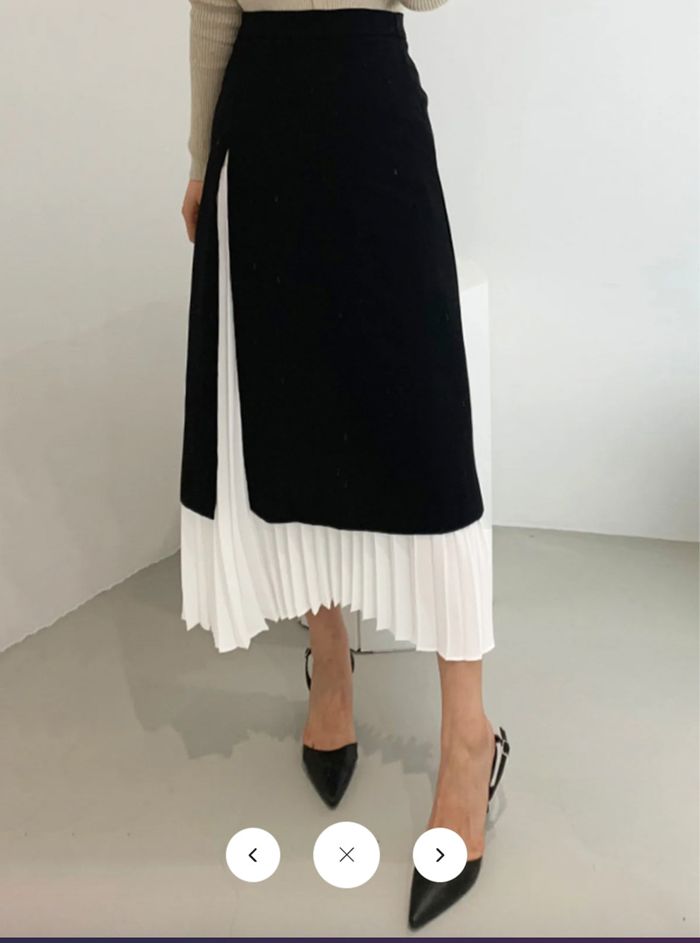 NWT Commense Two Tone Pleated Long Skirt Sz M